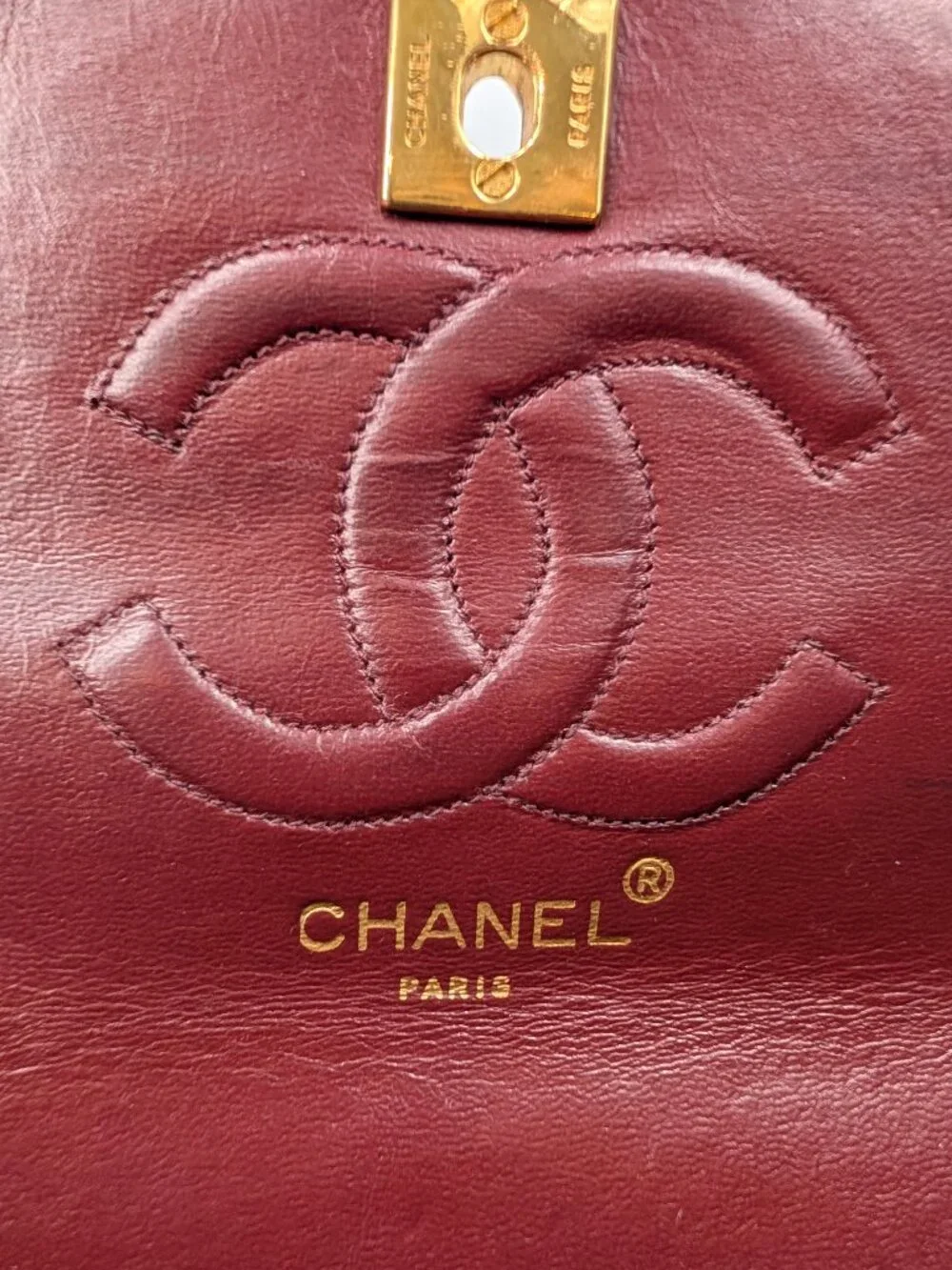 Chanel Vintage Black Vertical Stitch Flap Bag with 24K Circle CC Turn-Lock